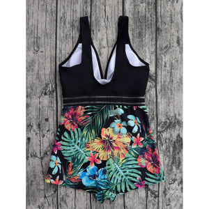 Costume Intero a Shorts con Stampa Tropicale