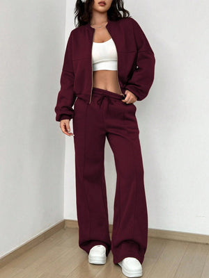 Completo Donna con Felpa con Zip e Pantaloni a Gamba Larga – Linee Strutturate e Comfort – Diana