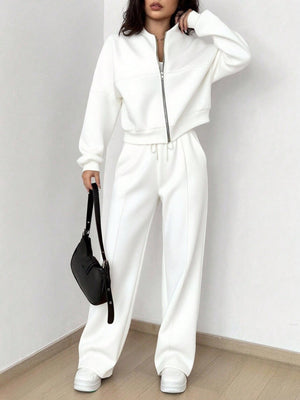 Completo Donna con Felpa con Zip e Pantaloni a Gamba Larga – Linee Strutturate e Comfort – Diana