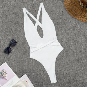 Costume Intero Scollo a V con Spalline Incrociate