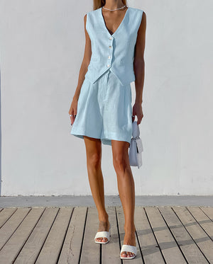 Completo Gilet e Shorts in Lino
