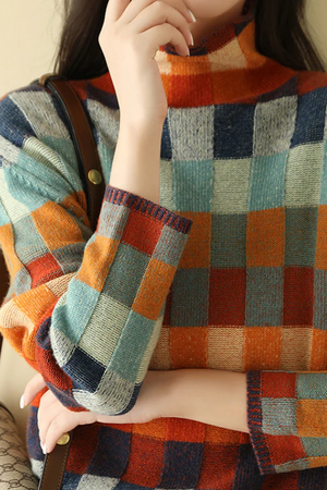 Valerie - Maglione Donna Stampa a Quadri per un'Eleganza Autunnale