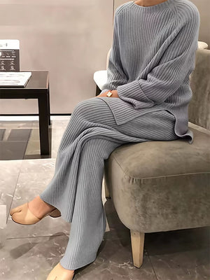 Completo Donna Plissé con Maglia Lunga e Pantaloni a Gamba Larga – Eleganza Fluida e Comfort – Adriana