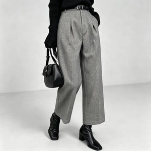 Pantaloni Donna Eleganti a Vita Alta con Pince e Gamba Ampia – Stile Sartoriale e Comfort – Elisa