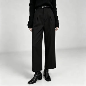 Pantaloni Donna Eleganti a Vita Alta con Pince e Gamba Ampia – Stile Sartoriale e Comfort – Elisa