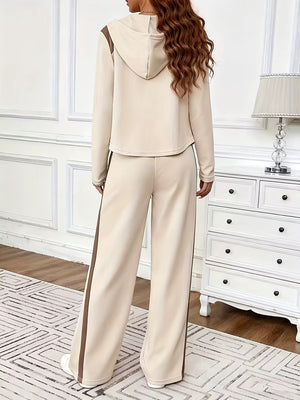 Completo Donna con Felpa con Cappuccio e Pantaloni a Gamba Larga – Dettagli a Contrasto e Comfort – Giorgia