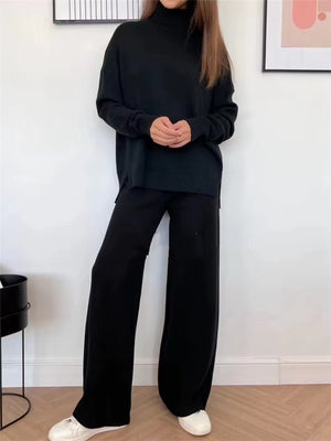 Completo Donna in Maglia con Dolcevita e Pantaloni a Gamba Larga – Morbidezza ed Eleganza Minimal – Martina