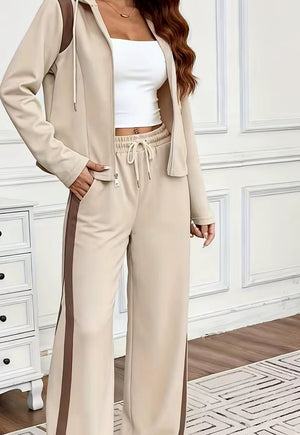 Completo Donna con Felpa con Cappuccio e Pantaloni a Gamba Larga – Dettagli a Contrasto e Comfort – Giorgia