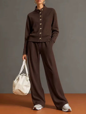 Completo Donna con Giacca a Bottoni e Pantaloni Palazzo – Eleganza Casual e Comfort – Vittoria