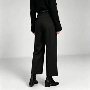 Pantaloni Donna Eleganti a Vita Alta con Pince e Gamba Ampia – Stile Sartoriale e Comfort – Elisa