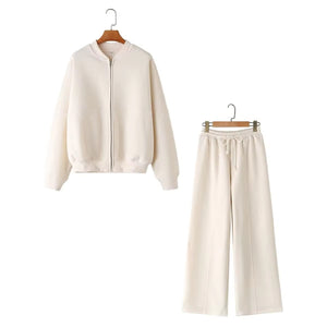 Completo Donna con Bomber Oversize e Pantaloni a Gamba Larga – Comfort Casual e Stile Minimal – Beatrice