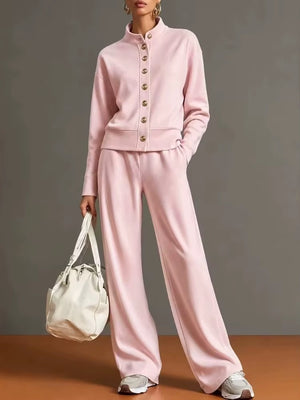 Completo Donna con Giacca a Bottoni e Pantaloni Palazzo – Eleganza Casual e Comfort – Vittoria