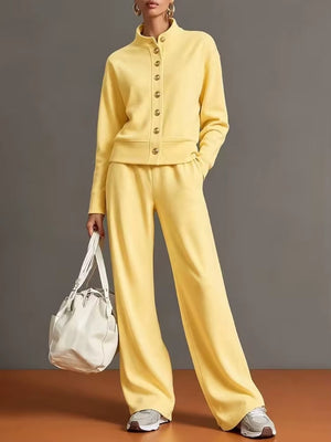 Completo Donna con Giacca a Bottoni e Pantaloni Palazzo – Eleganza Casual e Comfort – Vittoria