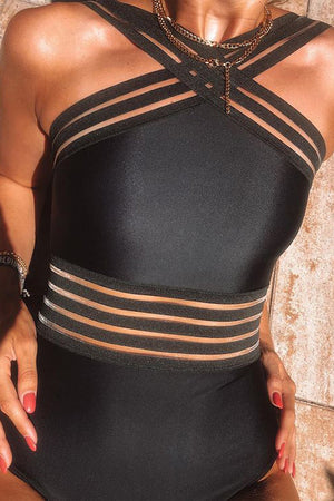 Costume da Bagno Monokini con Incrocio e Trasparenza