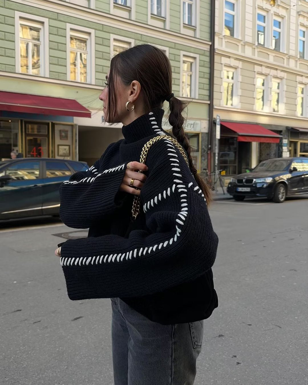 Emily - Maglione Donna Elegante Mezzo Collo Alto