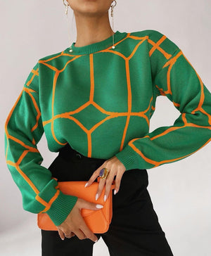 Pullover Maglia Colore Geometrico