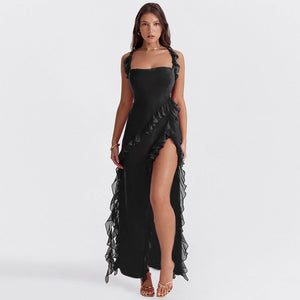 Vestito Giorgia Lungo con Volant e Apertura