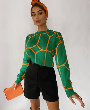 Pullover Maglia Colore Geometrico