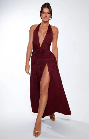 Arianna - Vestito Elegante con Scollo Profondo e Spacco