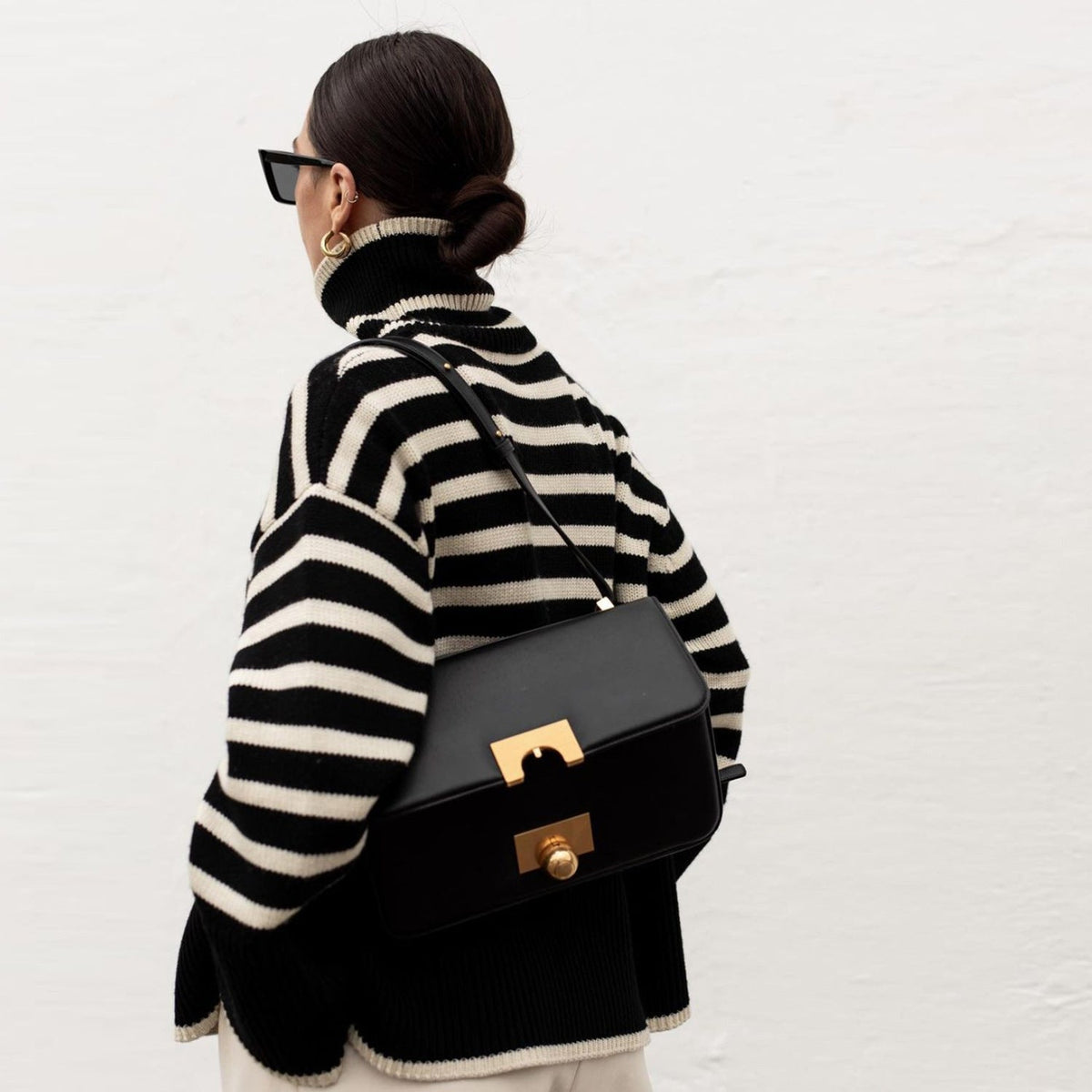 Maglione Donna Oversize Dolcevita a Righe