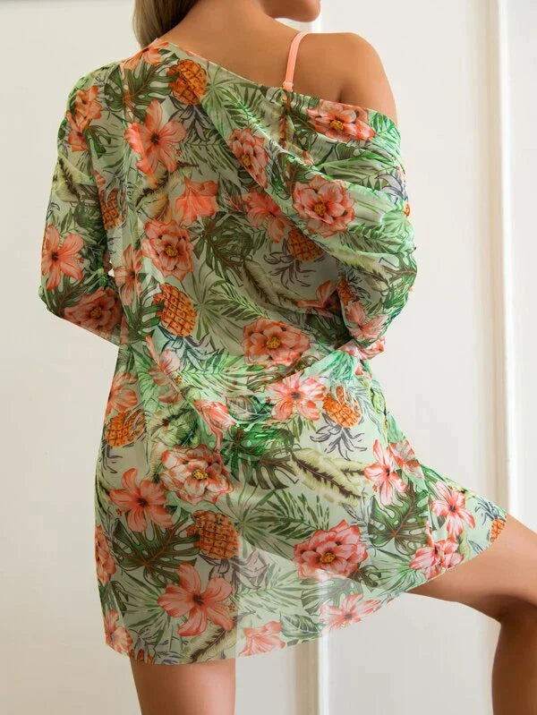 Bikini Floreale 3 in 1 - Top Slip e Camicia