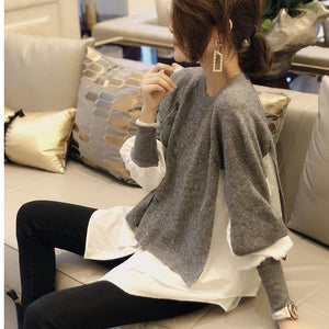 Pullover in Maglia Oversize con Maniche a Sbuffo