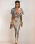 Bruna | Vestito Lungo Satinato Twisted con Scollo a V Drappeggiato