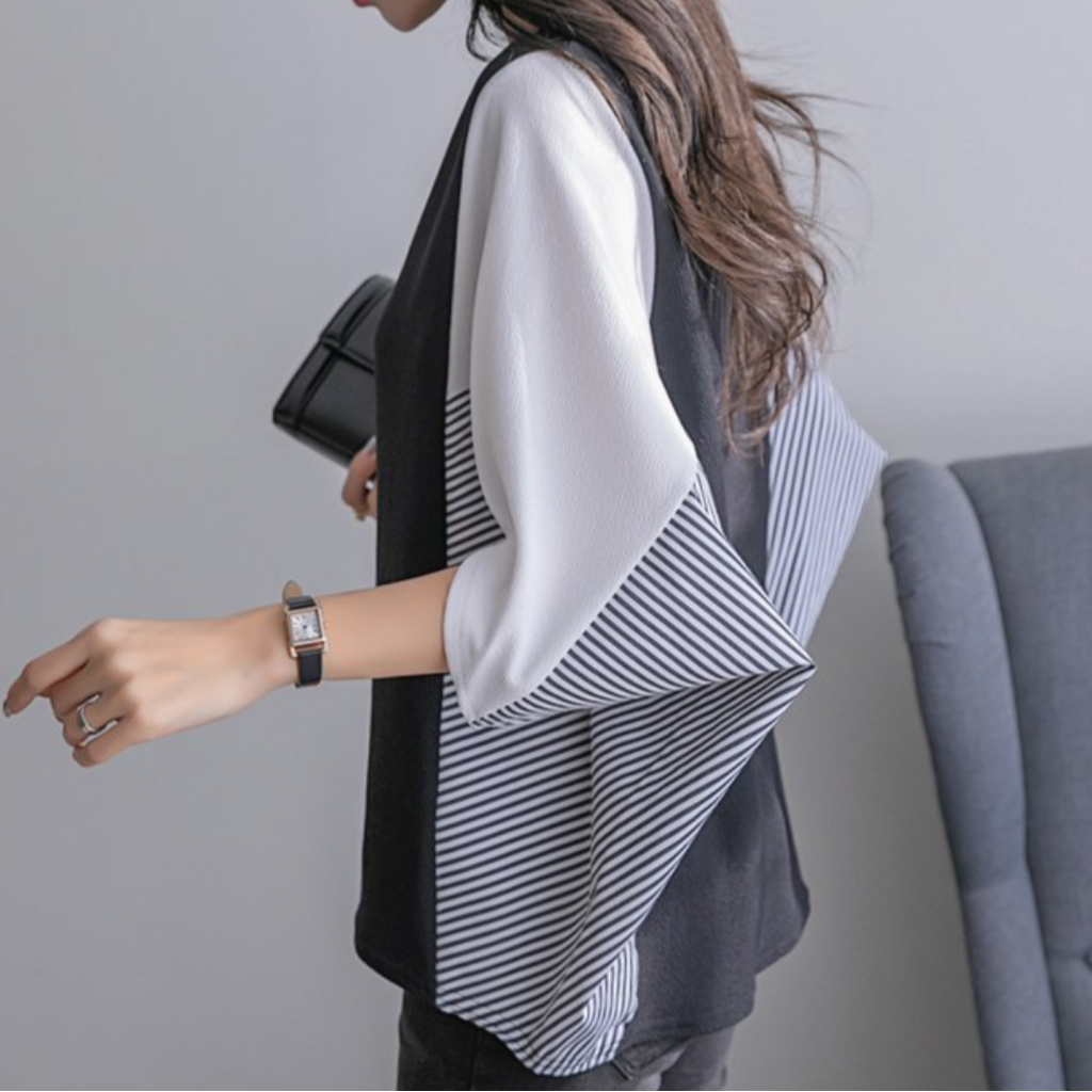 Blusa Elegante Donna Oversize – Stile Moderno con Maniche Ampie a Contrasto Sofia