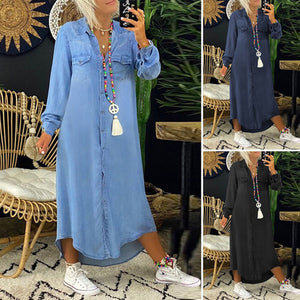 Vestito Midi Urbano Casual in Denim