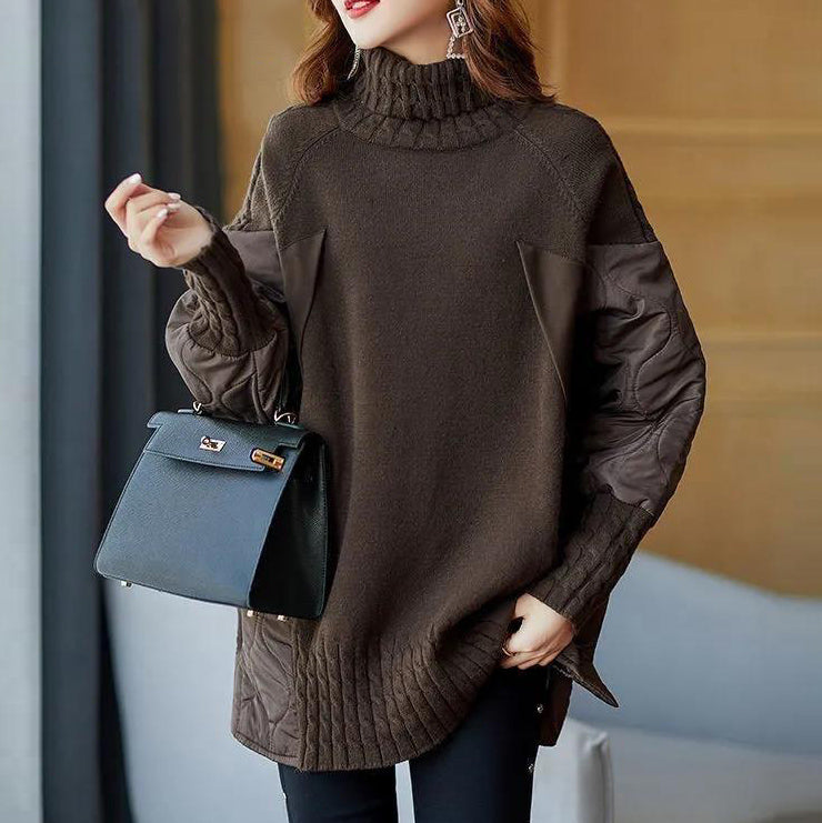 Sara - Maglione Donna Oversize a Collo Alto Dettagli Maniche