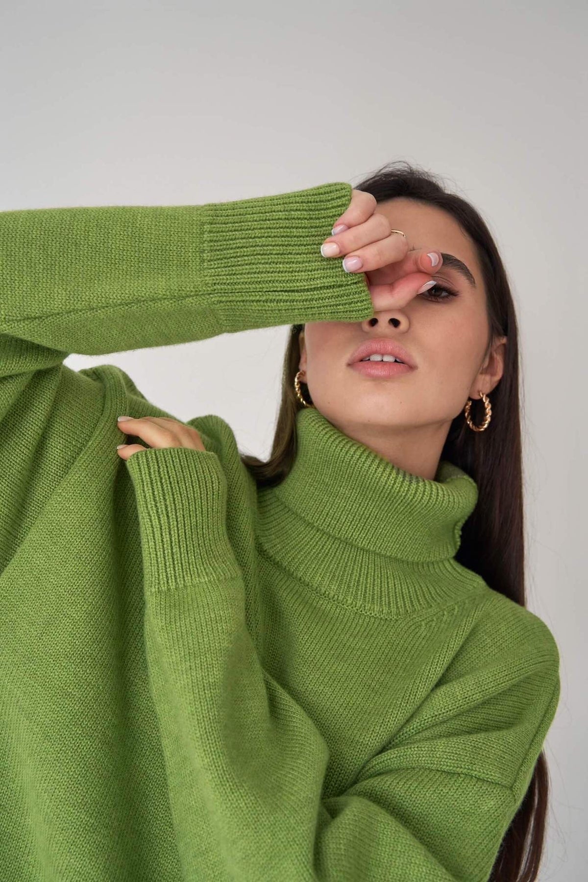 Maglione Donna Elegante Oversize a Collo Alto