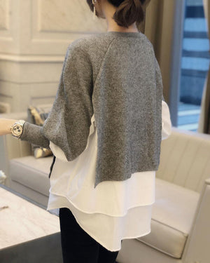 Pullover in Maglia Oversize con Maniche a Sbuffo