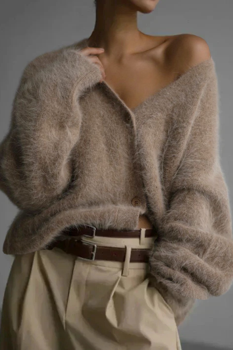 Chiara - Cardigan Donna Elegante Effetto Pelliccia