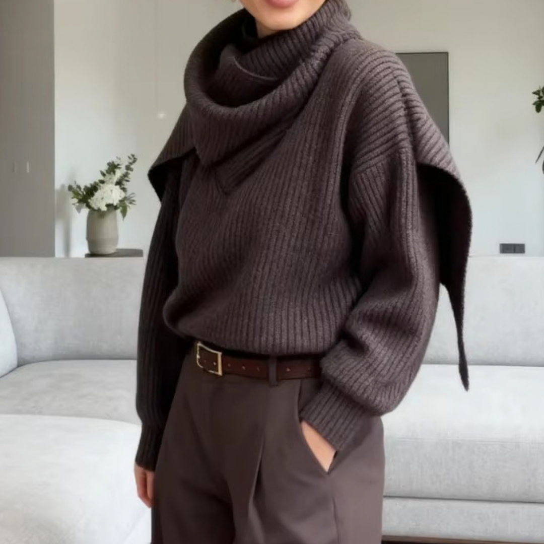 Maglione Donna con Collo Effetto Sciarpa – Calore Avvolgente ed Eleganza Moderna – Eva