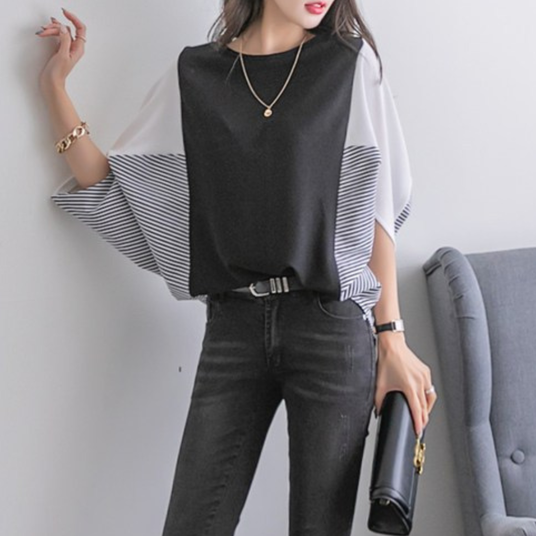 Blusa Elegante Donna Oversize – Stile Moderno con Maniche Ampie a Contrasto Sofia