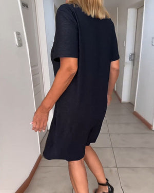 Vestito Drappeggiato Nero Donna – Elegante, Comodo e Casual per Ogni Occasione