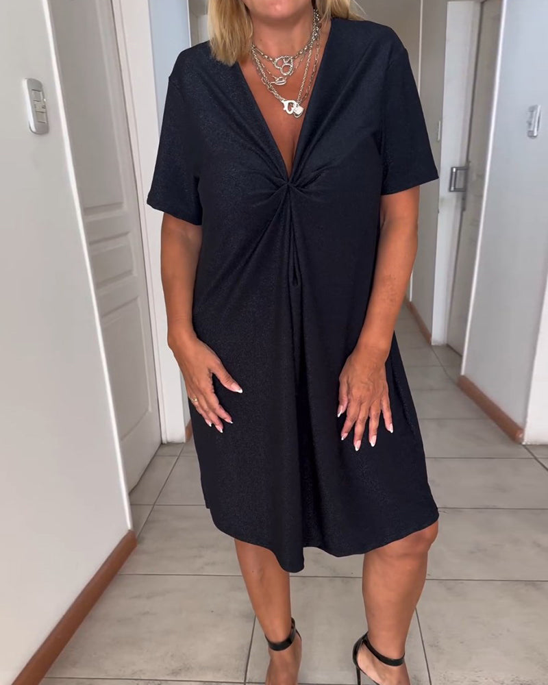 Vestito Drappeggiato Nero Donna – Elegante, Comodo e Casual per Ogni Occasione