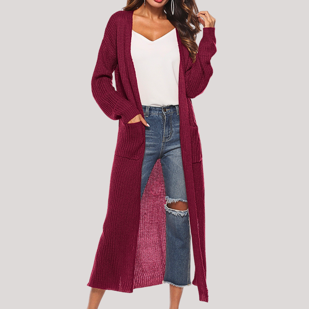 Cardigan Donna Lungo Elegante Alessia – Maglia Morbida e Versatile con Tasche