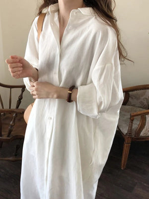 Vestito Camicia Midi Ivy Lungo in Lino