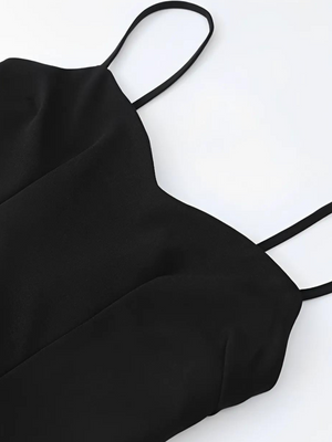 Vestito Lungo Elegante Nero e Bianco con Scollo a Cuore