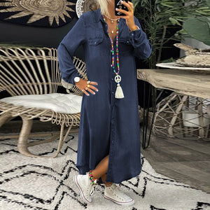 Vestito Midi Urbano Casual in Denim