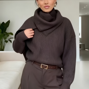 Maglione Donna con Collo Effetto Sciarpa – Calore Avvolgente ed Eleganza Moderna – Eva