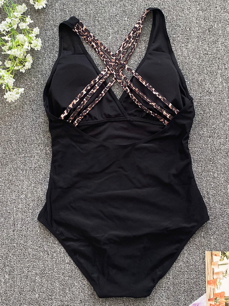 Costume Intero Donna Contenitivo Scollo V Fascia Modellante Leopardata