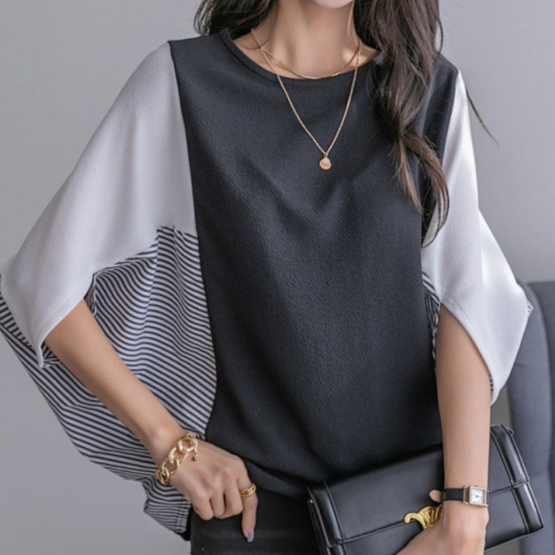 Blusa Elegante Donna Oversize – Stile Moderno con Maniche Ampie a Contrasto Sofia