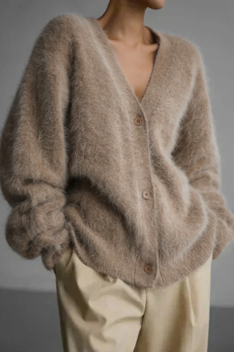 Chiara - Cardigan Donna Elegante Effetto Pelliccia