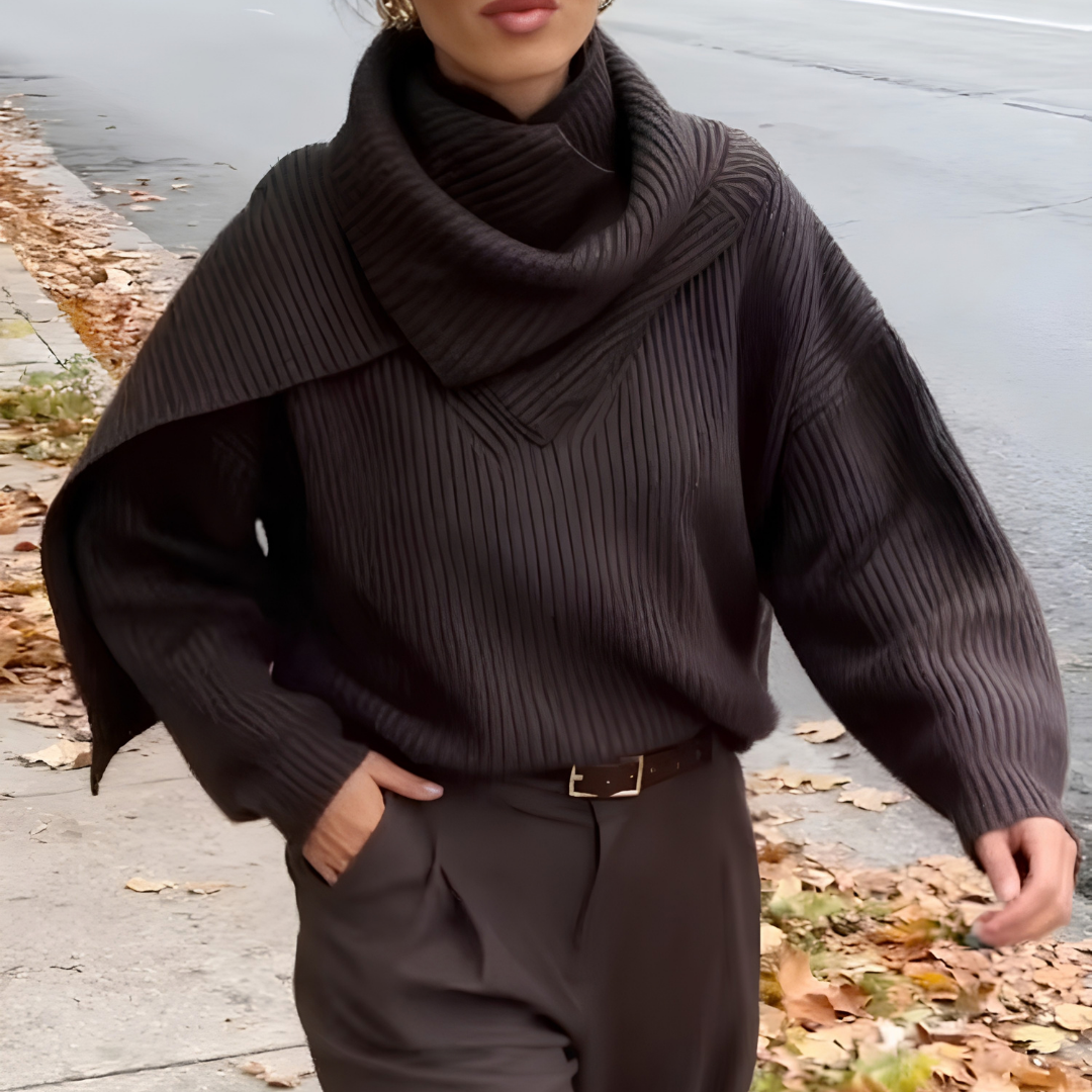 Maglione Donna con Collo Effetto Sciarpa – Calore Avvolgente ed Eleganza Moderna – Eva