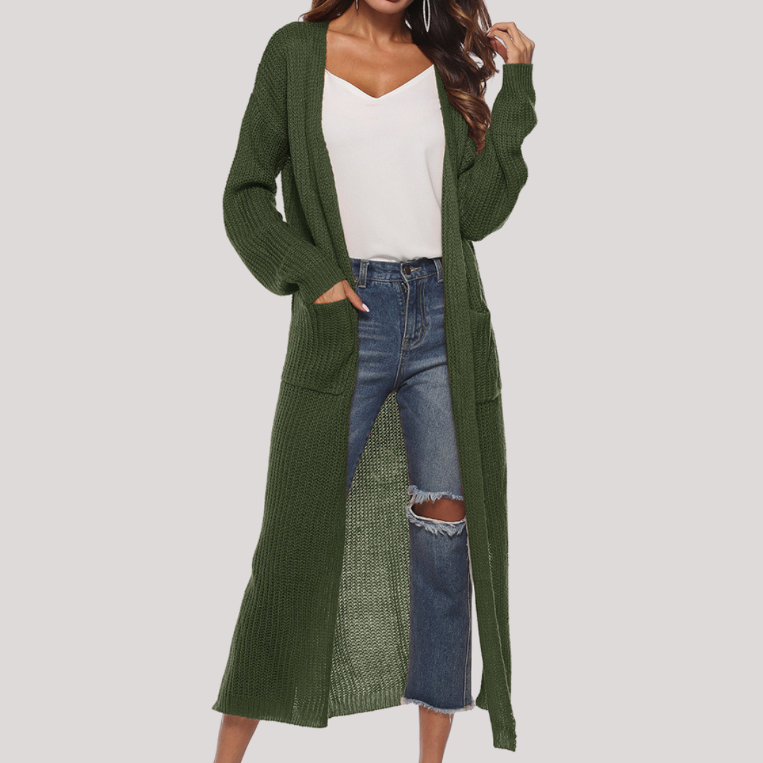 Cardigan Donna Lungo Elegante Alessia – Maglia Morbida e Versatile con Tasche