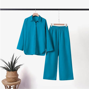 Livia - Completo Camicia e Pantaloni in Cotone