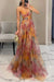 Evelyn - Vestito Lungo Elegante con Stampa Raffinata e Lacci sulla Schiena