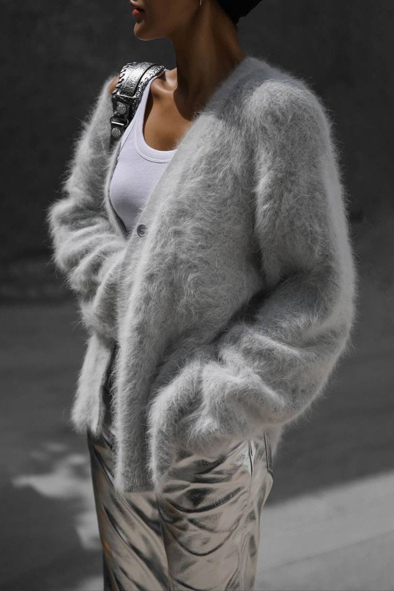 Chiara - Cardigan Donna Elegante Effetto Pelliccia